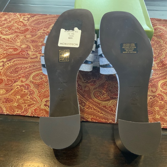Tory Burch Ines Heel Mule Sandal 55MM Denim Suede in Blue Cloud Sz 8.5,BNIB, - Picture 6 of 6